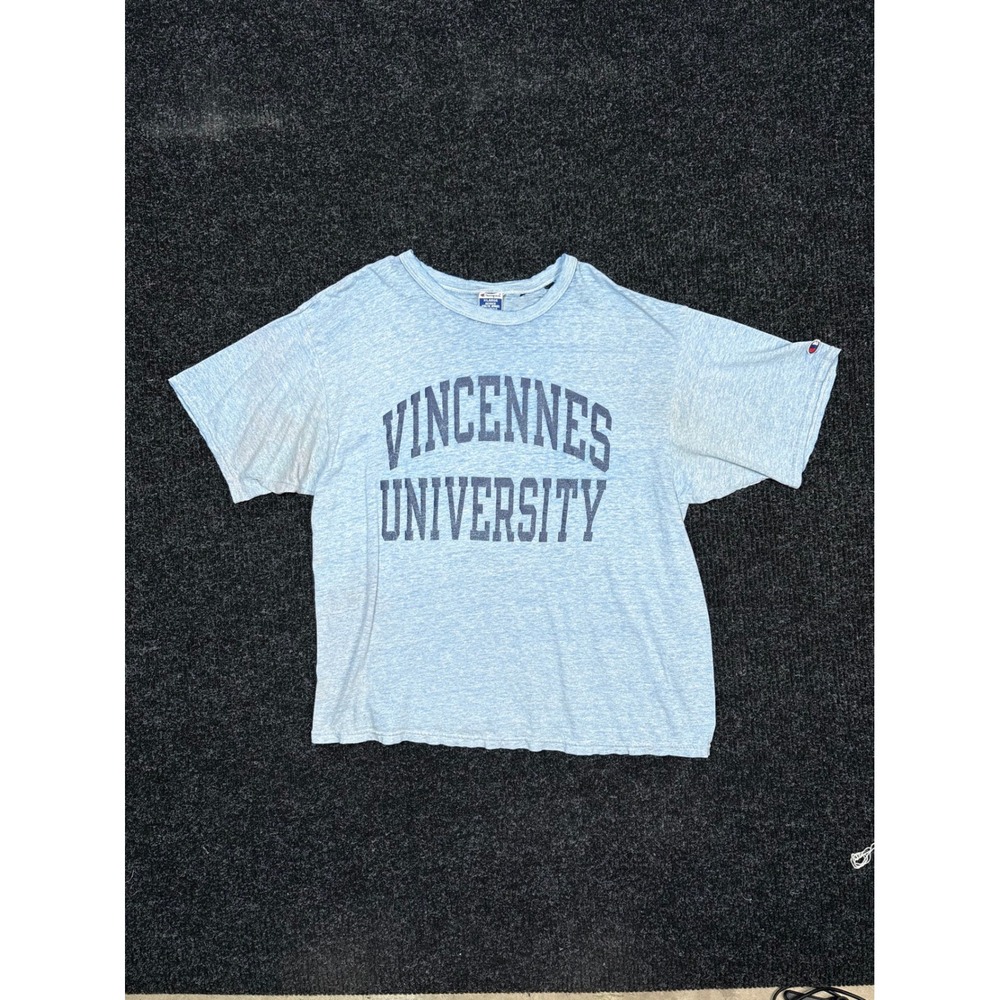 Vintage Champion Vincennes University T Shirt XL Blue Heathered Collegiate Tee